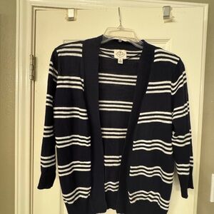 St. John's Bay Navy and White Striped Cardigan